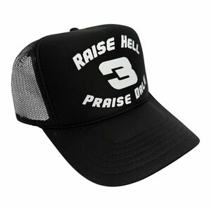 NEW VINTAGE RAISE HELL PRAISE DALE NASCAR BLACK MESH TRUCKER HAT C…